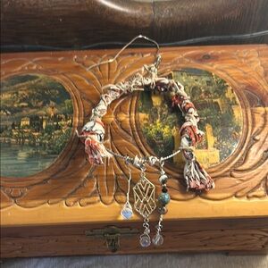 Handcrafted, Artisan, Bohemian Dreamcatcher with Repurposed Cloth and Crystals